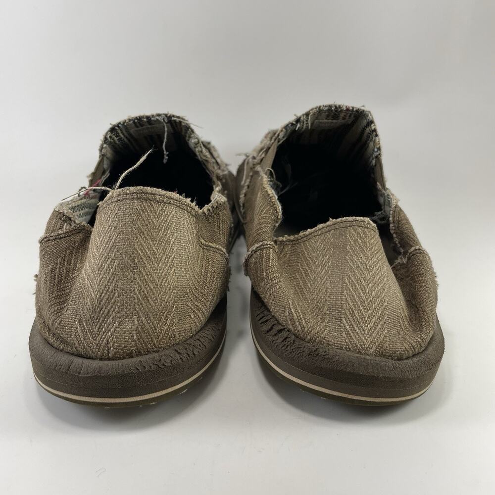 Sanuk Vagabond Tan Canvas Slip On Sidewalk Surfer Shoes Mens Size 12 Loafers - Picture 4 of 11